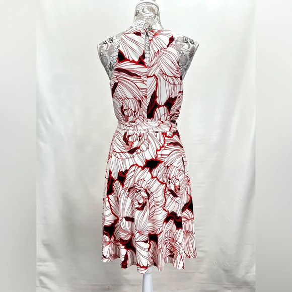 🛍️ANN TAYLOR‎ Cream and orange halter dress size Mp. - Picture 4 of 14